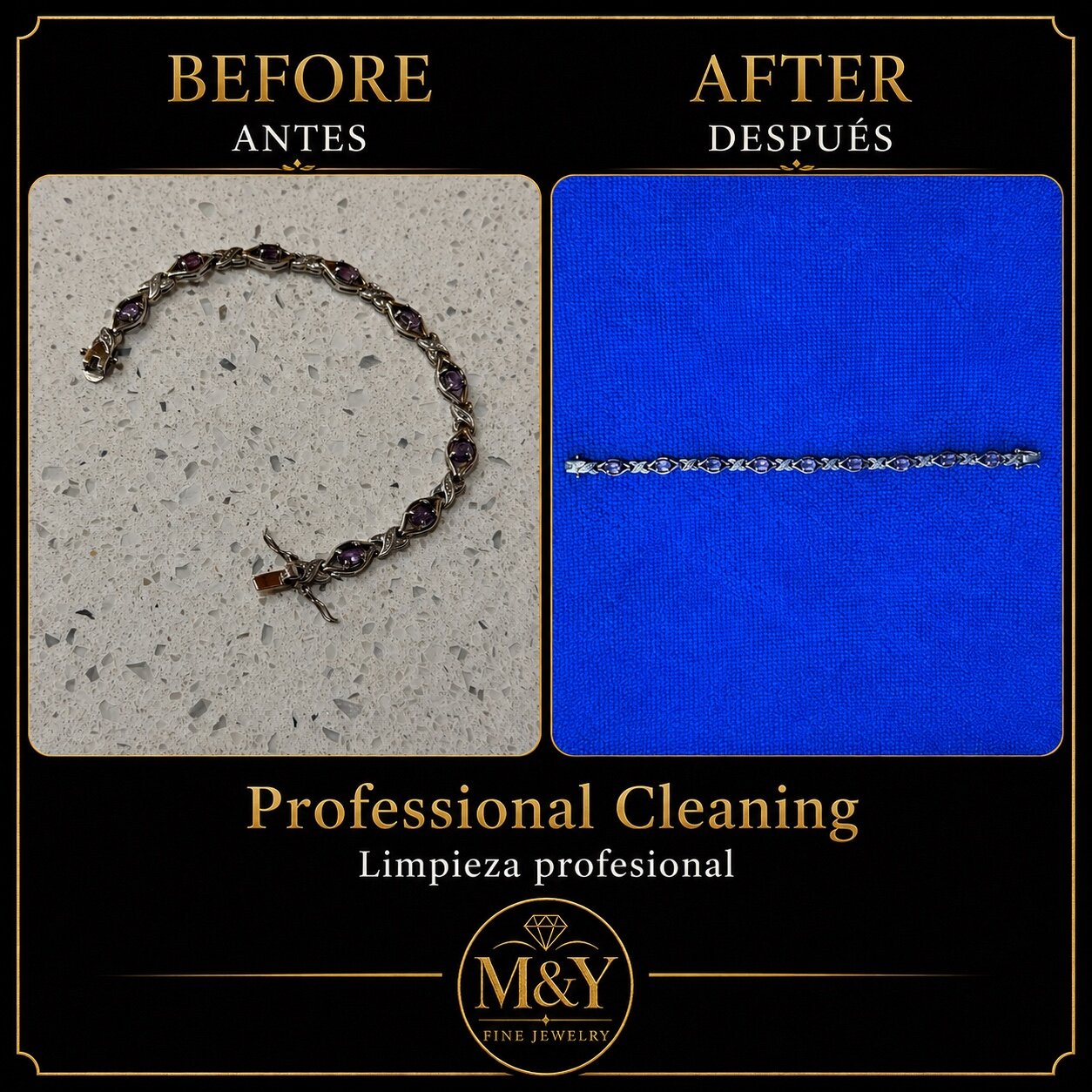 Bracelet cleaning — before and after
