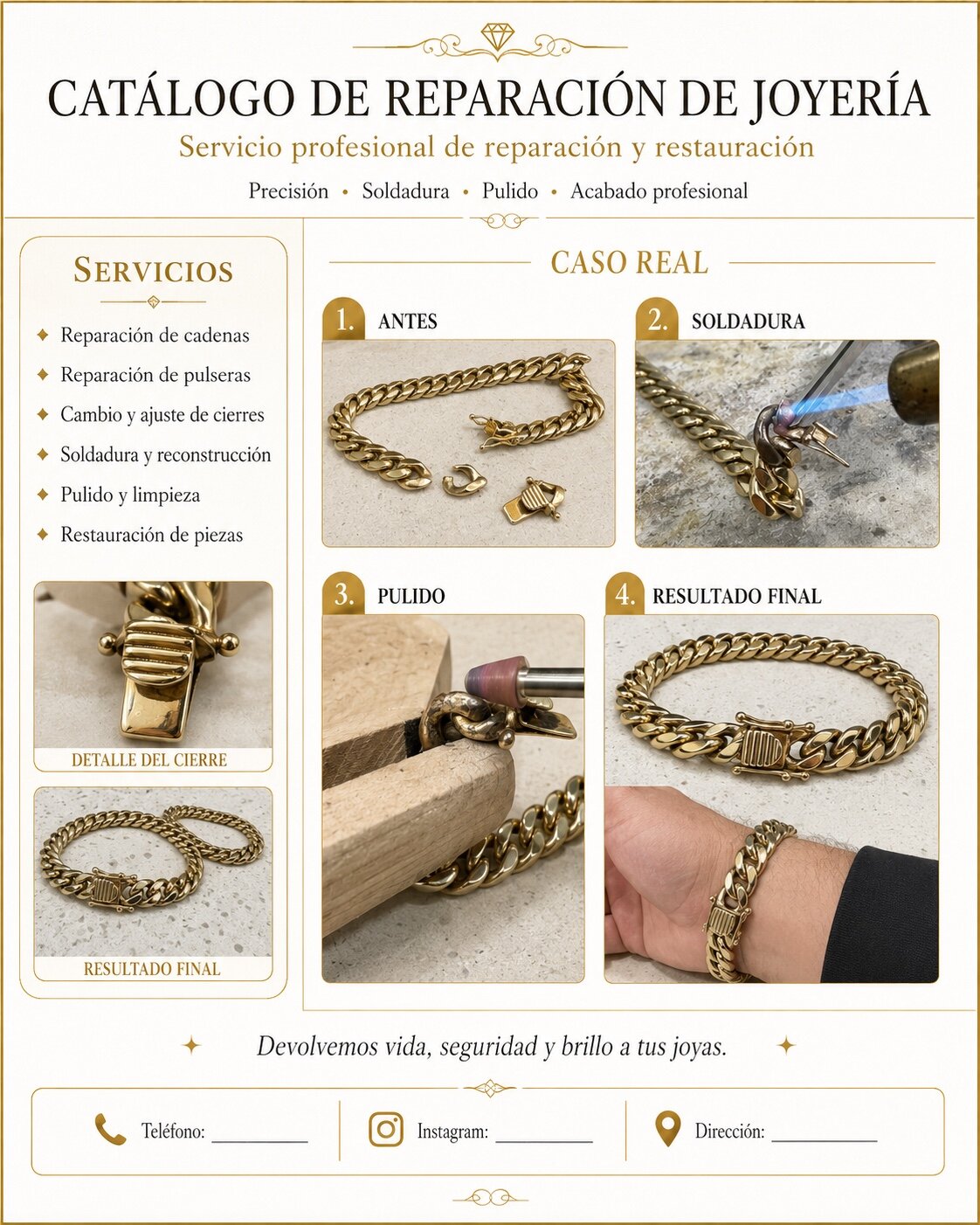 Thick link bracelet before repair